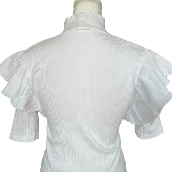 ZARA Ruffle Ribbed Tee - Picture 6 of 9